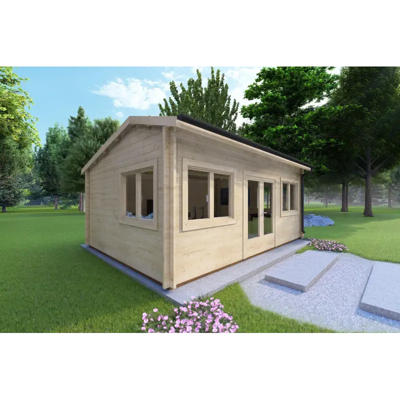 Moderne Gartenhaus CAMILLA 6x4.20, 44mm, linke Seite