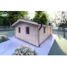 Holzhaus DALIA 5×7, 44 mm, Frontansicht rechte Seite