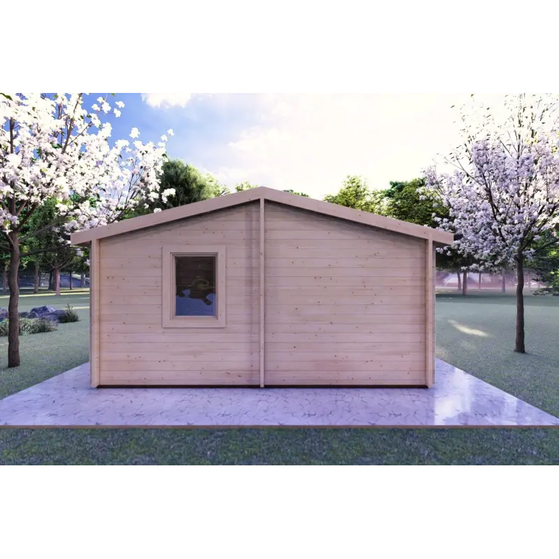 Holzhaus DALIA 5×7, 44 mm, Rückansicht