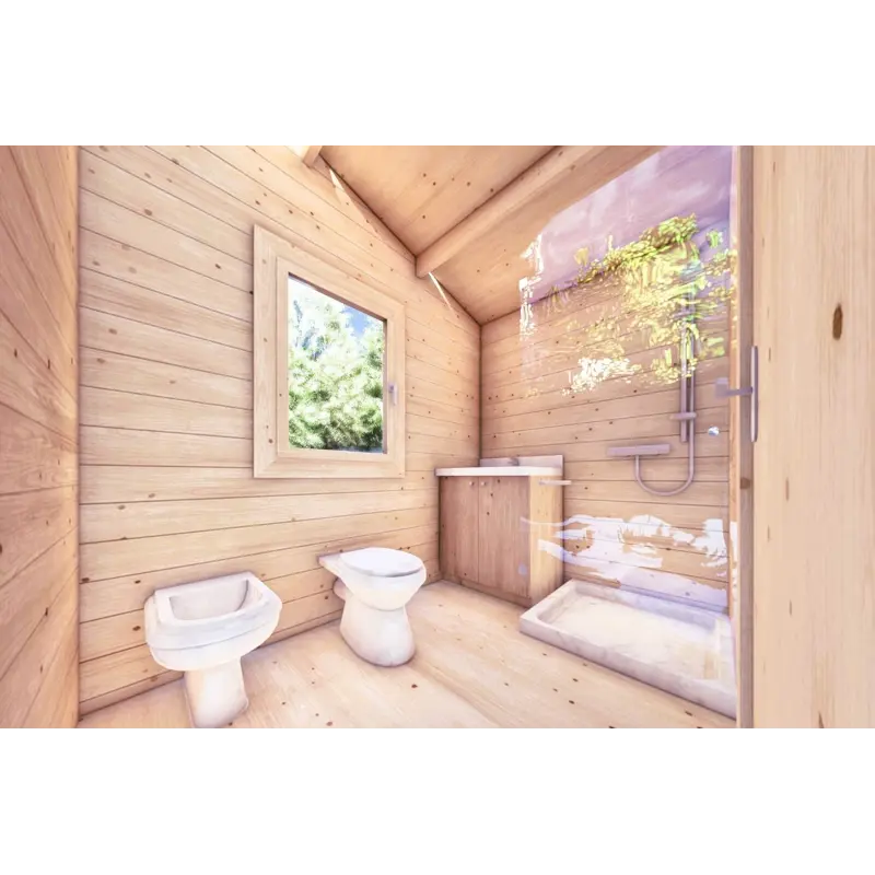 Holzhaus DALIA 5×7, 44 mm, Innenansicht Bad