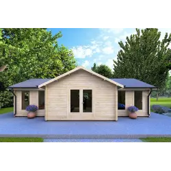 Blockbohlenhaus NOEMI 10x6, 44mm, Frontansicht