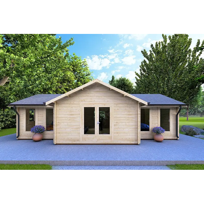 Blockbohlenhaus NOEMI 10x6, 44mm, Frontansicht