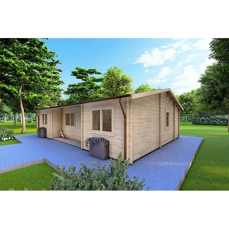 Holzhaus GIADA 10x7.2, 44mm, Frontansicht rechte Seite