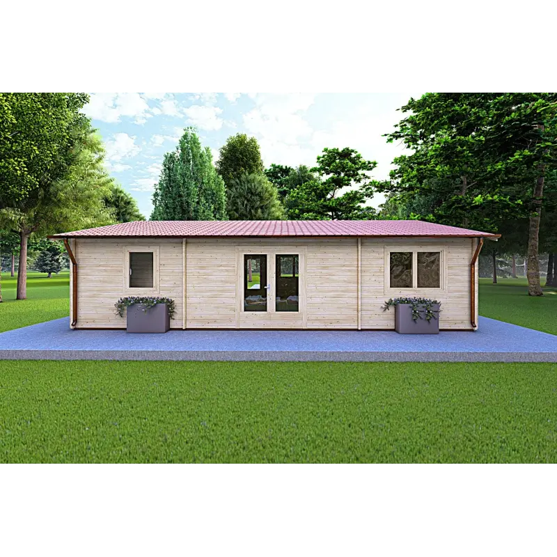 Holzhaus GIADA 10x7.2, 44mm, Rückansicht
