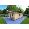 Moderne Holzhaus LARA 6x8, 44mm, Frontansicht rechte Seite