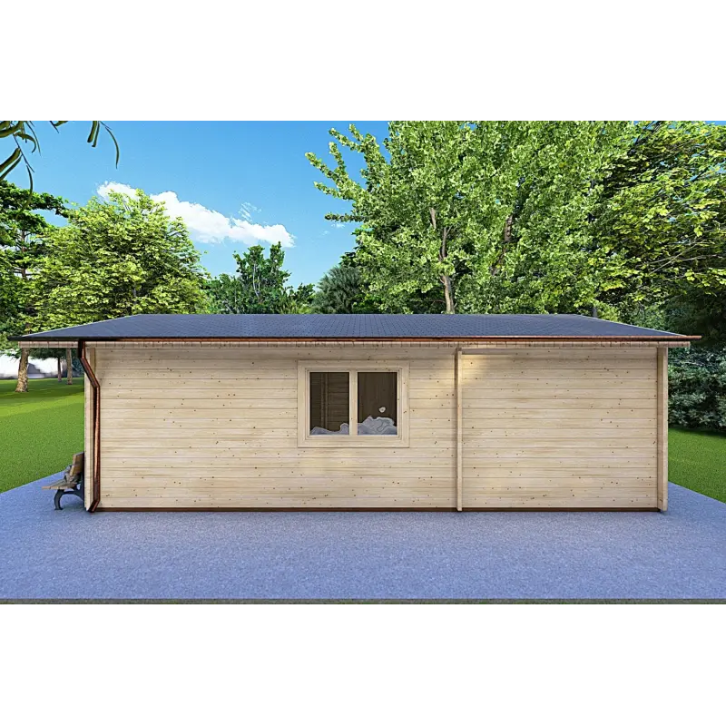 Moderne Holzhaus LARA 6x8, 44mm, rechte Seite