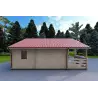 Modernes Holzhaus SMERALDA 6×6 mit begehbarer Galerie 14,35 m² und Terrasse 17 m², 44 mm, linke Seite