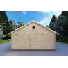 Modernes Holzhaus SMERALDA 6×6 mit begehbarer Galerie 14,35 m² und Terrasse 17 m², 44 mm, Rückansicht