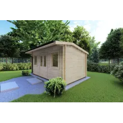 Gartenhaus Holz AZZURRA 5x3, 44mm, Frontansicht rechte Seite