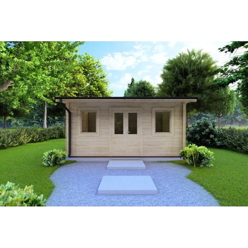 Gartenhaus Holz AZZURRA 5x3, 44mm, Frontansicht
