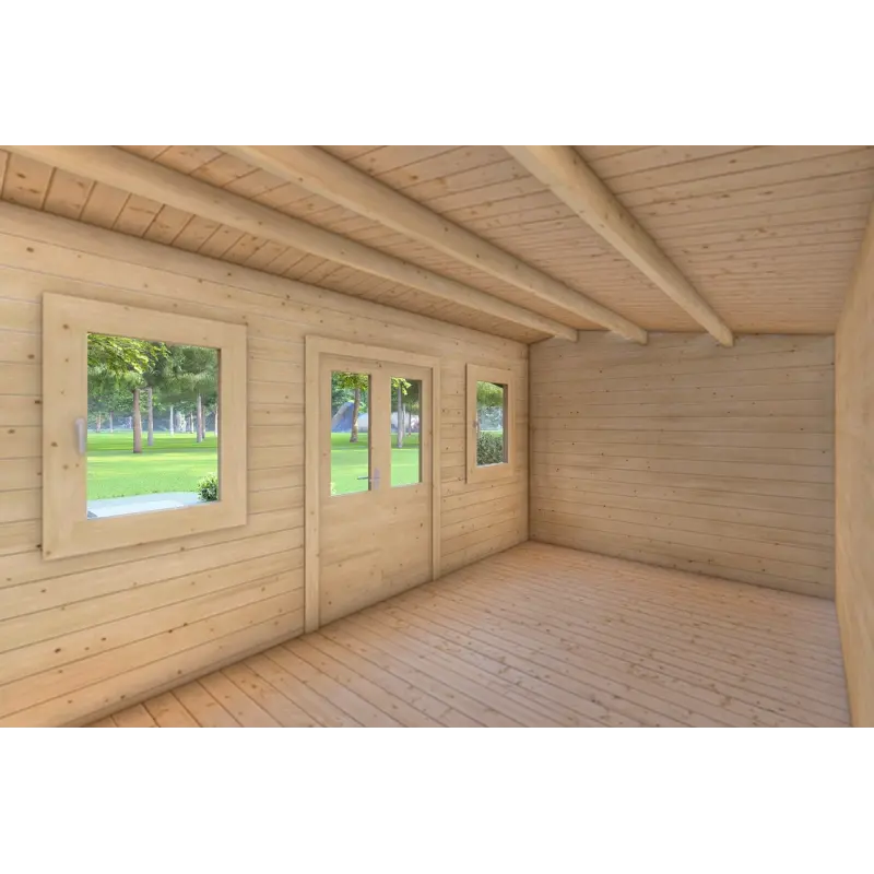 Gartenhaus Holz AZZURRA 5x3, 44mm, Innenansicht