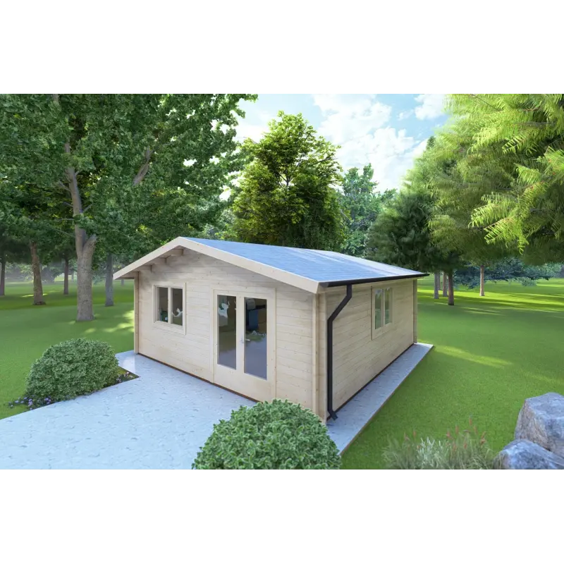 Gartenbüro LELLA 6x6, 44mm, Frontansicht rechte Seite