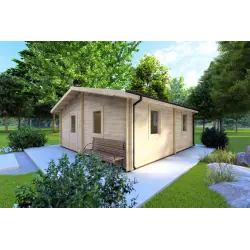 Gartenhaus IRMA 5x6, 44mm, Frontansicht rechte Seite