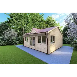 Gartenhaus Holz VIOLA 6x4.2, 44mm, Frontansicht rechte Seite