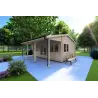 Gartenhaus NELLA 6x4.2 mit integrierter Überdachung 6x1.6, 44mm, Frontansicht rechte Seite