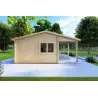Gartenhaus NELLA 6x4.2 mit integrierter Überdachung 6x1.6, 44mm, linke Seite