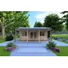 Gartenhaus NELLA 6x4.2 mit integrierter Überdachung 6x1.6, 44mm, Frontansicht