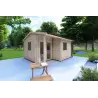 Moderne Gartenhaus SONIA 5x4, 44mm, Frontansicht linke Seite