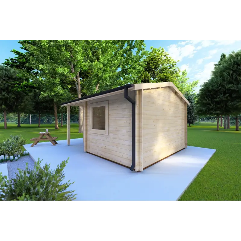 Moderne Gartenhaus SONIA 5x4, 44mm, rechte Seite