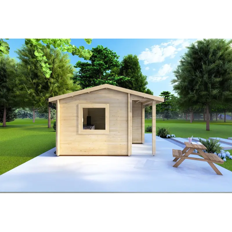 Moderne Gartenhaus SONIA 5x4, 44mm, linke Seite