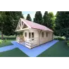 Blockbohlenhaus mit Veranda und Schlafboden GAIA 33.30 m², 44mm, Frontansicht rechte Seite