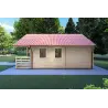 Blockbohlenhaus mit Veranda und Schlafboden GAIA 33.30 m², 44mm, rechte Seite