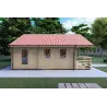Blockbohlenhaus mit Veranda und Schlafboden GAIA 33.30 m², 44mm, linke Seite