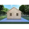 Blockbohlenhaus mit Veranda und Schlafboden GAIA 33.30 m², 44mm, Rückansicht