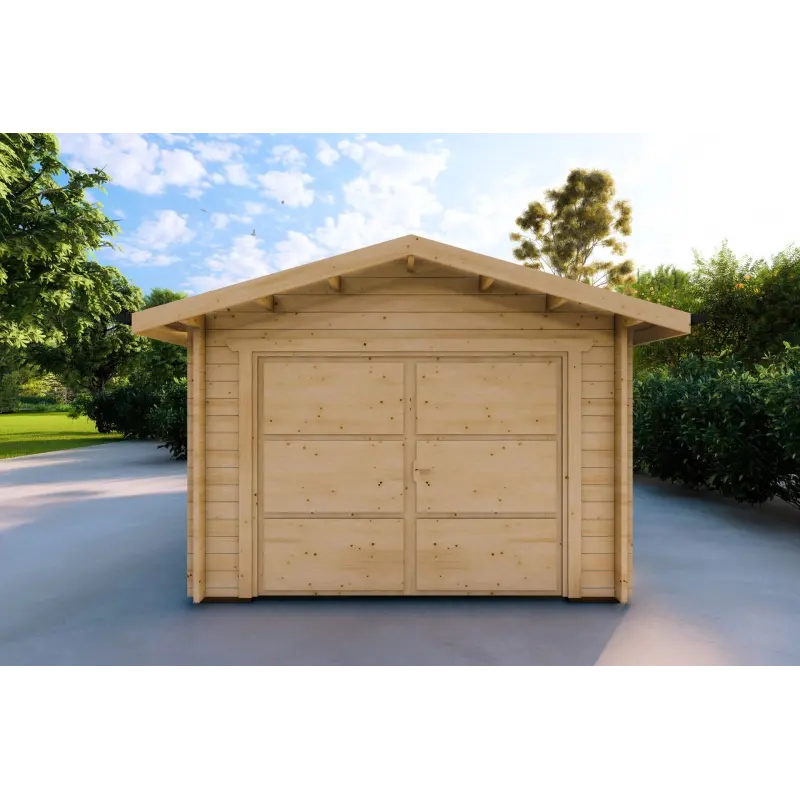 Einzelgarage aus Holz 3,5x6, 44mm, Frontansicht