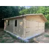 Doppelgarage aus Holz 6x6, 44mm, Frontansicht linke Seite – realisierte Ausführung