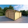 Doppelgarage aus Holz 6x6, 44mm, Frontansicht rechte Seite