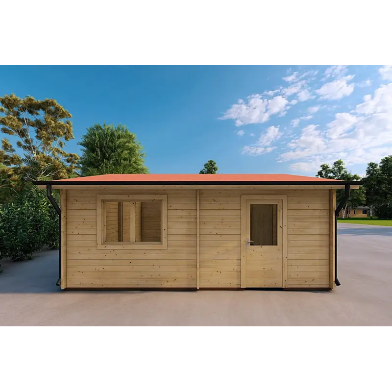 Doppelgarage aus Holz 6x6, 44mm, linke Seite