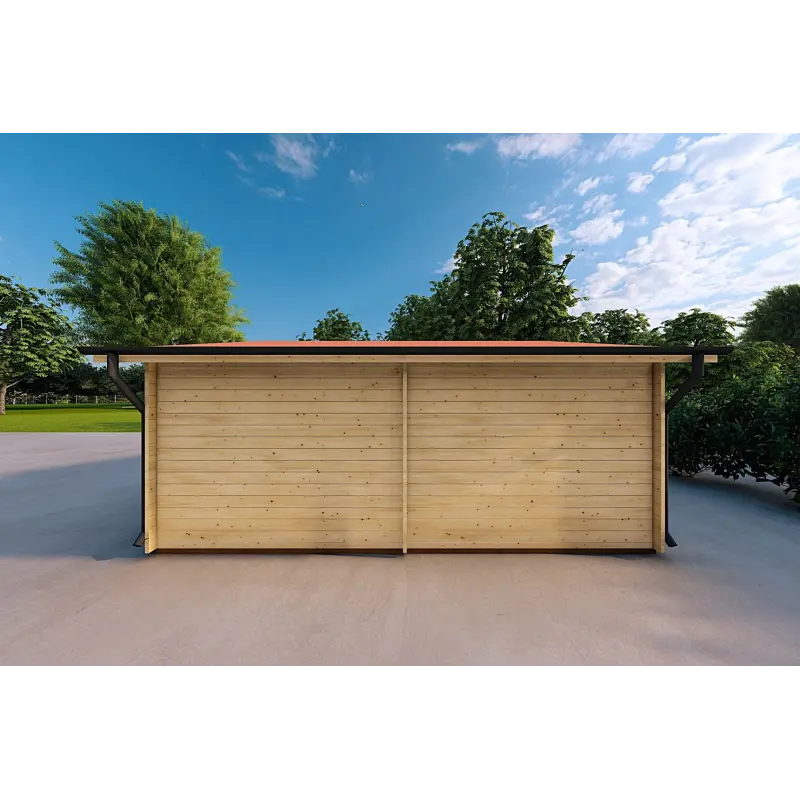 Doppelgarage aus Holz 6x6, 44mm, rechte Seite