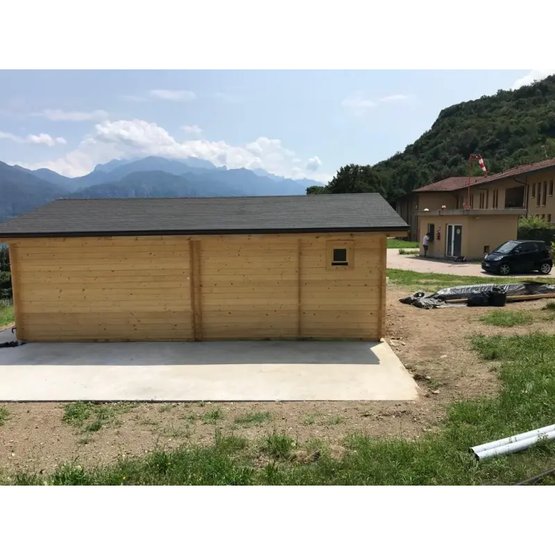 Gartenbüro AUGUSTA 8x6, 44mm, Rückansicht – realisierte Ausführung