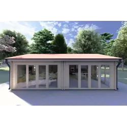 Gartenbüro AUGUSTA 8x6, 44mm, Frontansicht