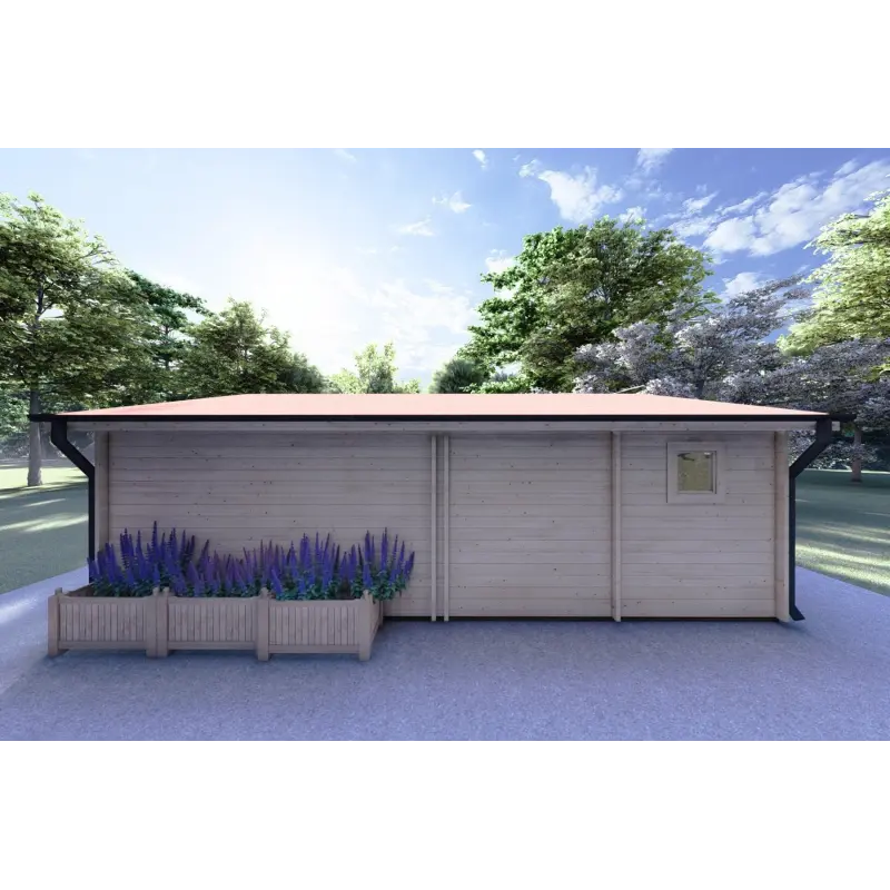 Gartenbüro AUGUSTA 8x6, 44mm, Rückansicht