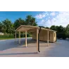 Doppel-Carport aus Holz mit Abstellraum 6x7, 44mm, Frontansicht rechte Seite