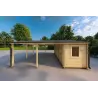 Doppel-Carport aus Holz mit Abstellraum 6x7, 44mm, rechte Seite