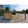 Doppel-Carport aus Holz mit Abstellraum 6x7, 44mm, linke Seite