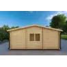 Doppel-Carport aus Holz mit Abstellraum 6x7, 44mm, Rückansicht