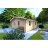Holzhaus IRMA 6x6, 44mm, Frontansicht rechte Seite