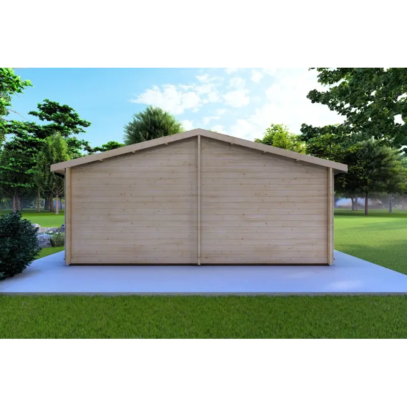 Holzhaus IRMA 6x6, 44mm, Rückansicht
