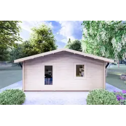 Moderne Holzhaus DALIA 6x8, 44mm, Frontansicht