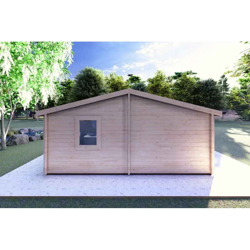 Moderne Holzhaus DALIA 6x8, 44mm, Rückansicht
