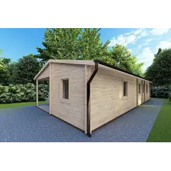 Gartenbüro ALMA 6x12, 44mm, Frontansicht rechte Seite