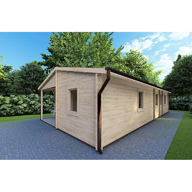 Gartenbüro ALMA 6x12, 44mm, Frontansicht rechte Seite