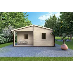 Gartenbüro ALMA 6x12, 44mm, Frontansicht