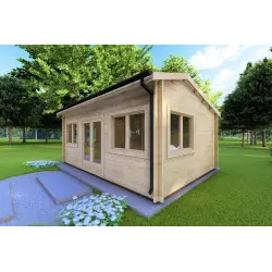 Gartenhaus CAMILLA 5.5x4.2, 44mm, Frontansicht rechte Seite