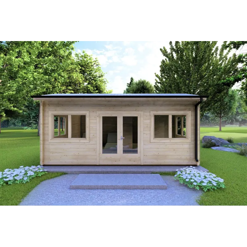 Gartenhaus CAMILLA 5.5x4.2, 44mm, Frontansicht