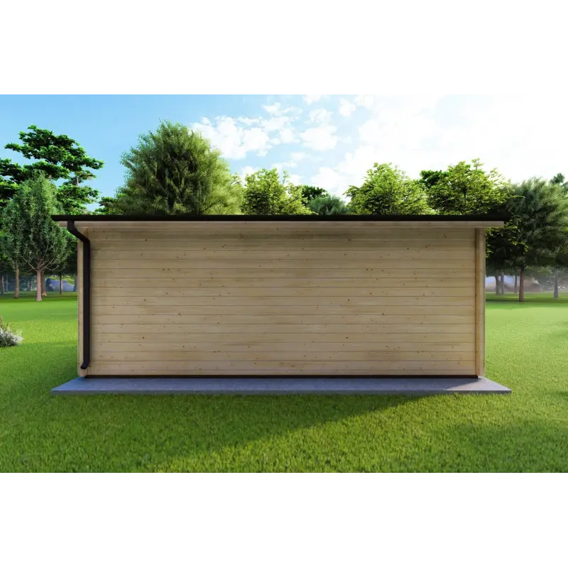 Gartenhaus CAMILLA 5.5x4.2, 44mm, Rückansicht